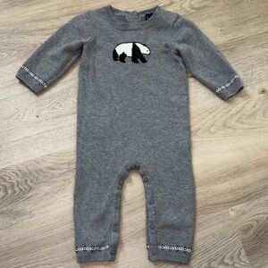 NWOT JANIE AND JACK panda intarsia-knit sweater romper size 6 to 12 months cozy